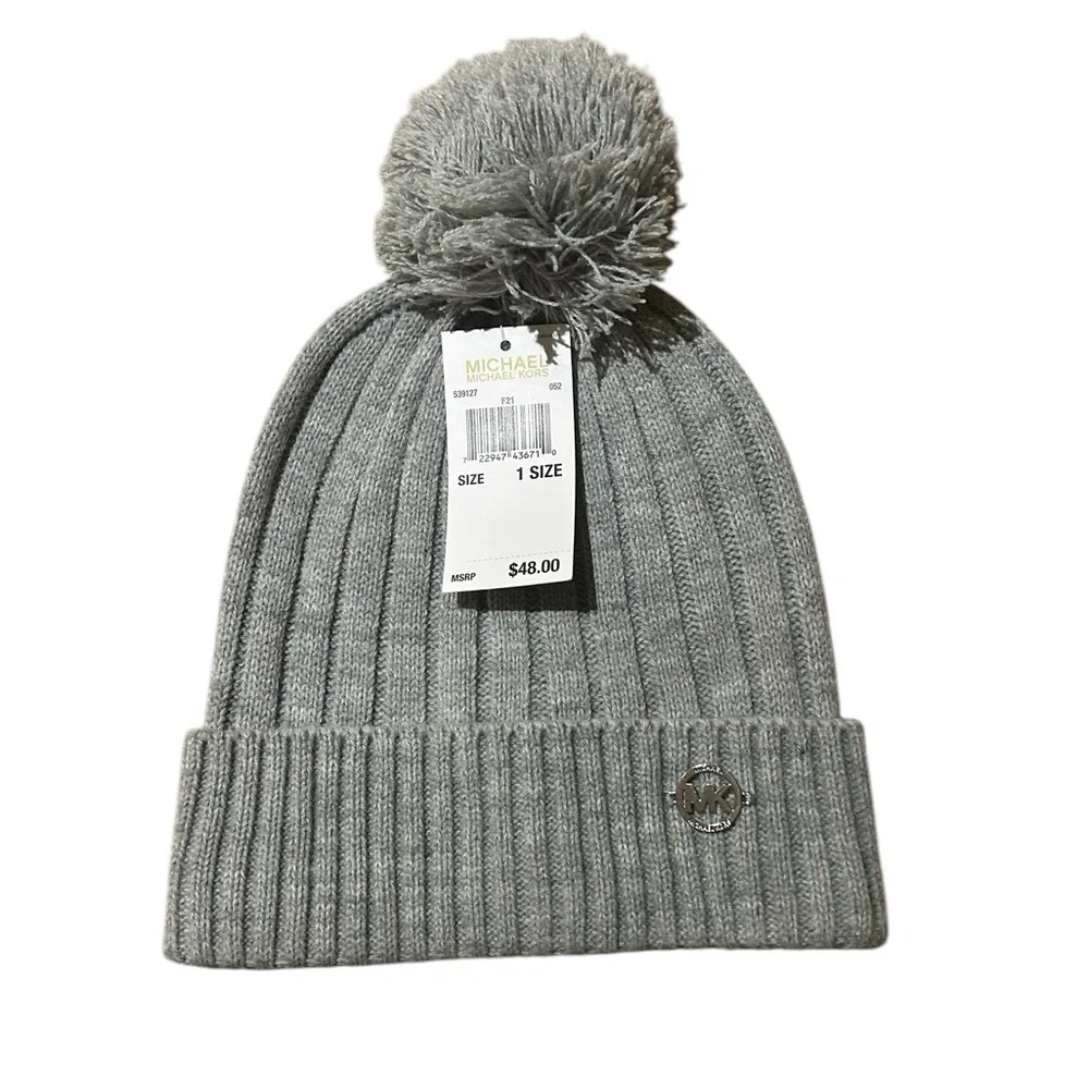 Michael Kors Gray Pom-Pom Beanie New With Tags